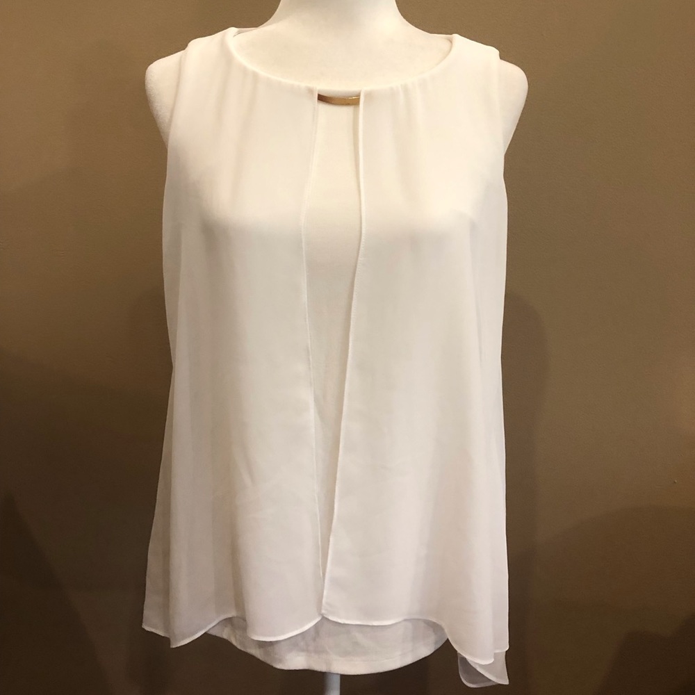 Chico’s White Layered Tank from the Travelers Knit Collection, Size 0